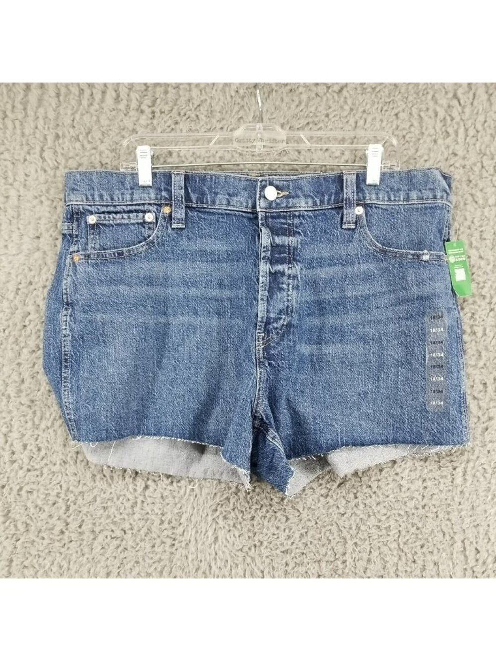 GAP Shorts Womens 18/34 Blue Cheeky Stretch Denim Button Fly Cut Off *NWT*